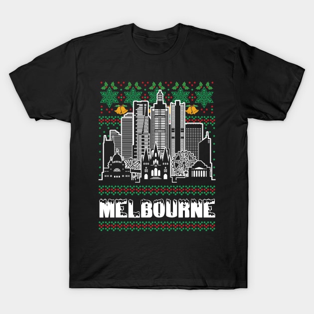 Melbourne Australia Ugly Christmas Melbourne T Shirt TeePublic
